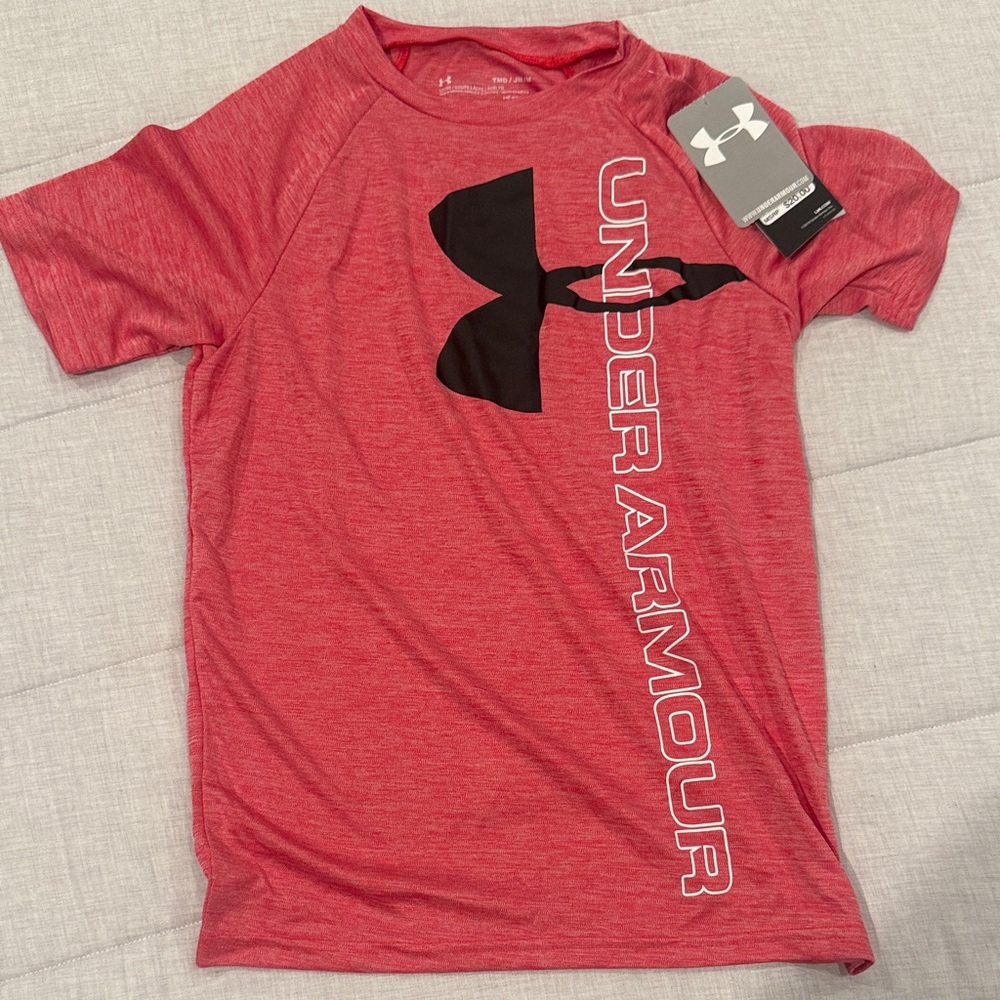 Under Armour Kids Red Tee with Black Logo